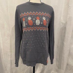Airbnb Pineapple Holiday Sweater Grey Fair Isle Knit Small Unisex